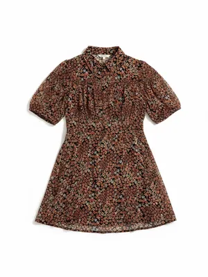Free People Bonnie Mini Dress Medium Dusk Combo‎ NWT Floral Ruffle Smocked Boho thumbnail 6