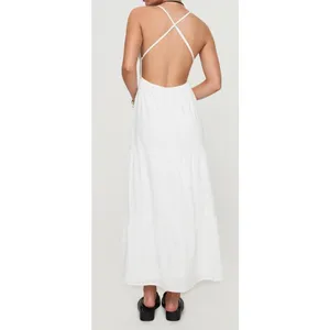 Princess Polly Mckew Sleeveless Crossback Tiered Maxi Dress White 8 thumbnail 2