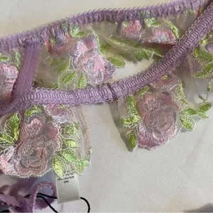 For Love & Lemons Garter Belt Womens Floral Embroidered Lace Purple NWOT Small thumbnail 10