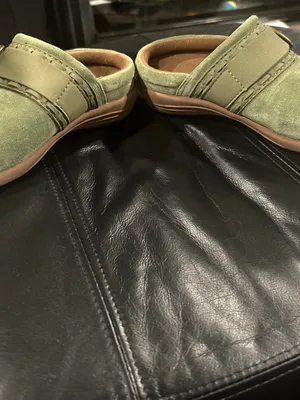 REVITALIGN Olive Green Suede Buckle Clog Mules thumbnail 6