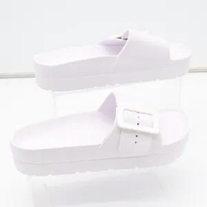 Womens White Platform Slide Sandals Chunky Buckle Strap Foam Slides Size 9 thumbnail 3