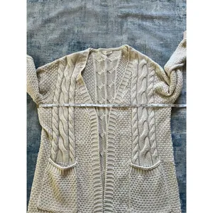 Reborn J Ivory Cable Knit Open Front Cardigan Women's Large thumbnail 4