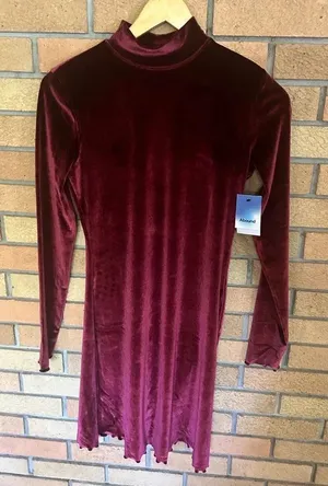NWT Abound Long Sleeve Maroon Velvet Mini Dress Women’s Size Small thumbnail 1