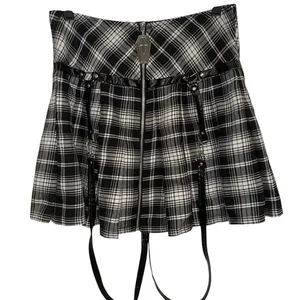 BODY RAGE SPENCERS Black and White Plaid Skirt Coffin Zipper Pull EUC Size Large thumbnail 2