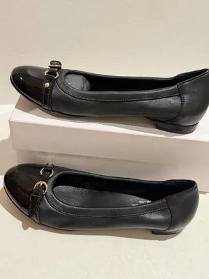 Agl Black Leather Ballet Flats with Gold Buckle Detail thumbnail 3