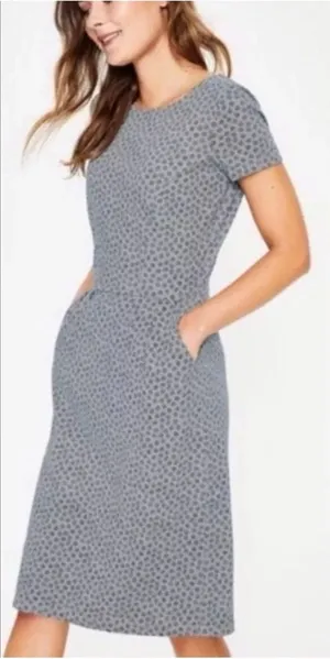 Boden‎ Pheobe Dress in Blue Grey Ditsy Floral Print Size 4 thumbnail 1