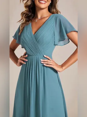Ever Pretty Pleated Chiffon Dress Blue 1XL NWT thumbnail 3