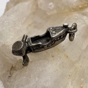 Vintage Sterling Silver Motorboat Charm Movable Rudder Nautical Pendant 1.6g thumbnail 2