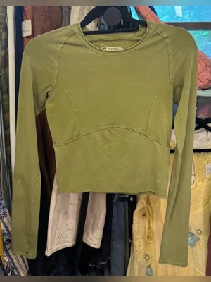 NWOT Free People We The Free Protagonist Long Sleeve - Mossy moss Green - S *IR* thumbnail 9