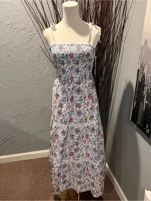 🌸Nwt Roller Rabbit Blue And White Floral Maxi Dress Size Small🌸 thumbnail 2