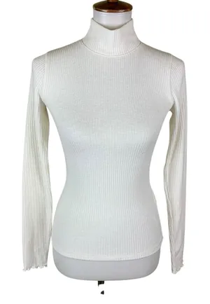 Abercrombie‎ Fitch White Ribbed Turtleneck Slim Fit Long Sleeve Top XS thumbnail 1