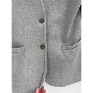 J.Crew Mercantile Sweater Blazer Women S Grey Cotton Knit G9309 Dark Academia‎ thumbnail 5