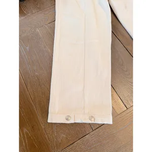 NWT FRNCH Paris Bianca Wide Leg‎ Trousers Women Large Creme High Rise Denim New thumbnail 4