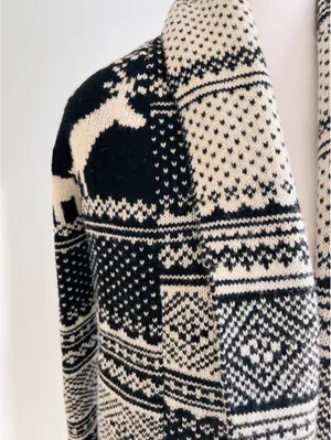 Cambridge Dry Goods Lambswool Blend Fair Isle Reindeer Open Cardigan, Size Small thumbnail 3