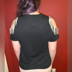 Cold Shoulder Finge Top Black Size L thumbnail 8