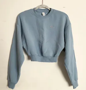 Alo Yoga Cropped Accolade Crewneck Celestial Blue XS thumbnail 1