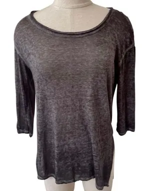 Free People grey burn out high low shirt thumbnail 1