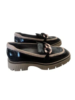 Softwaves Valene Black/Taupe patent leather loafers 38 NWOT thumbnail 4