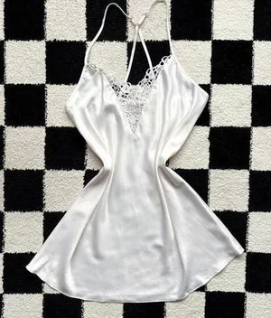 Flora Nikrooz White Satin Slip Dress M thumbnail 1