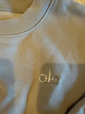 Alo Women’s Small Cropped Accolade Crewneck Sweatshirt Winter Frost thumbnail 2