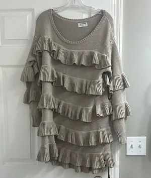 One Teaspoon Elegant Ruffle Tiered Sweater Dress - Beige thumbnail 2
