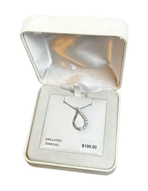 Diamond Luxe simulated Diamond Twist Pendant Sterling Silver Necklace NEW thumbnail 1