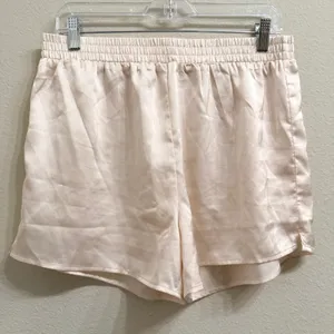 Ellison‎ Satin Pajama Set SS Top and Shorts Beige Size Large Neutral Comfy Soft thumbnail 6