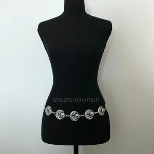 Vintage Y2K Celestial Silver Sun and Moon Chain Belt, 19.5–39 Inches, X7GA1149 thumbnail 2