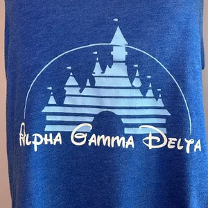 Disney castle Alpha Gamma Delta blue tank top Size Medium thumbnail 2