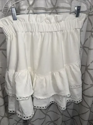 White Tiered Ruffle Mini Skort Size 2X thumbnail 4