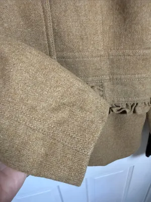 J. Crew Women’s Wool-Blend Jacket with Ruffle Trim in Camel Tan W2535 Sz 12 thumbnail 3