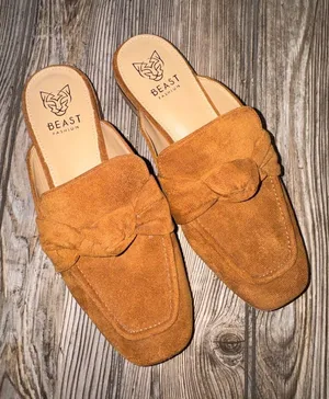 BEAST FASHION Women's Brown Mules Sheena knit slip on 5.5 thumbnail 1