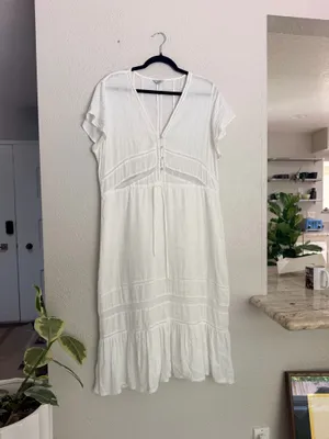 Rails white flowy tiered short sleeve cotton midi dress L. thumbnail 6