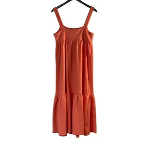 Scoop Women's Tiered Dress Midi Sleeveless Drop Waist Orange/Coral Size Large 12 thumbnail 2