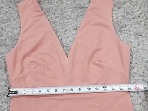 READ Birdy Grey Shamin V-Neck Crepe Bridesmaid Dress Pink Rose Quartz Large Slit thumbnail 5