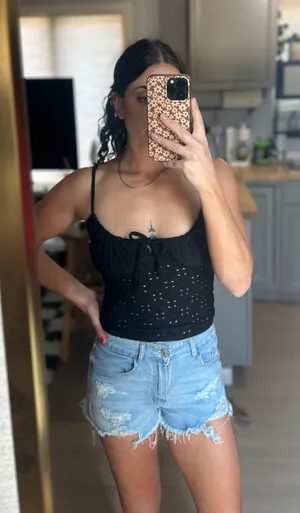 Front tie Lace top Black thumbnail 1