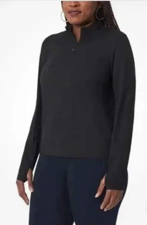Mondetta 1/4 Zip Active Ribbed Top Black Women's Size M Activewear thumbnail 1