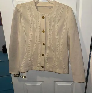 Women's Cream and White Jacket Size M thumbnail 1
