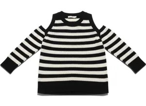 Rag & Bone Sweater Womens XS Cold Shoulder Navy White Striped Open Knit EUC thumbnail 1