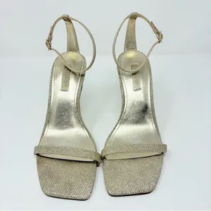 Nine West Shiny Ankle Strap Sandals Heels Silver Glitter Women’s Size 7.5 M thumbnail 3