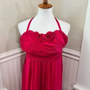 Phoebe Couture Silk Ruched Sweetheart Halter Maxi Dress Red Raspberry Size 6 thumbnail 11