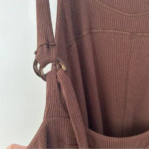 Free People Beach Wide Leg Overalls With Waist Tie Chocolate Brown NWT thumbnail 8