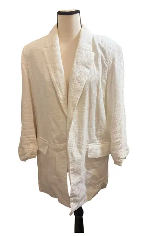 Nine West Ivory Textured Open-Front Blazer thumbnail 1