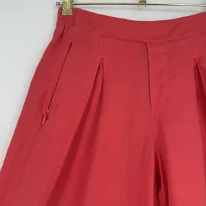 Athleta Playa Linen Wide Crop Pants 4 Passionfruit Coral Pleated Wide Leg Resort thumbnail 5