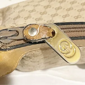 Gucci‎ Vintage GG Fabric Leather Trim Gold Hardware Shoulder Bag Pocketbook thumbnail 6