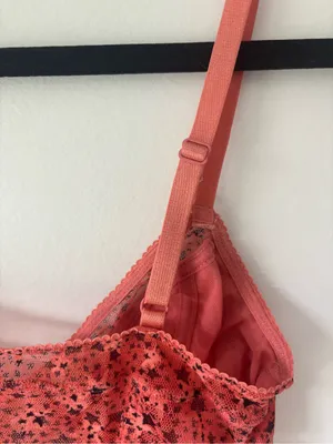 Free People Intimately Red Bralette Mesh Lace Dainty Stars Festival Concert thumbnail 5