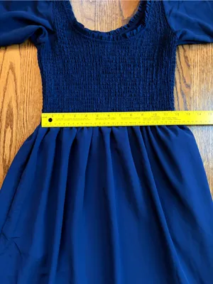 Hill House Home The Louisa Nap Dress S Navy Cottagecore Smocked Puff Sleeve NWT thumbnail 11