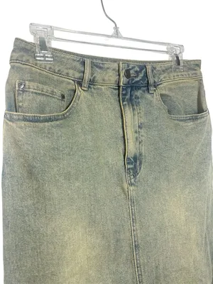 AFRM Amiri Long Denim Maxi Skirt in Mellow Tint Wash thumbnail 3