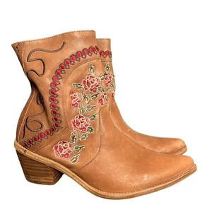 Anthropologie Marco Delli Embroidered Leather Western Boot Size 36 Floral Cowboy thumbnail 6