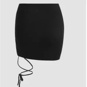 Cider Solid Ruched Mini Skirt With Strap Black S NWT thumbnail 4
